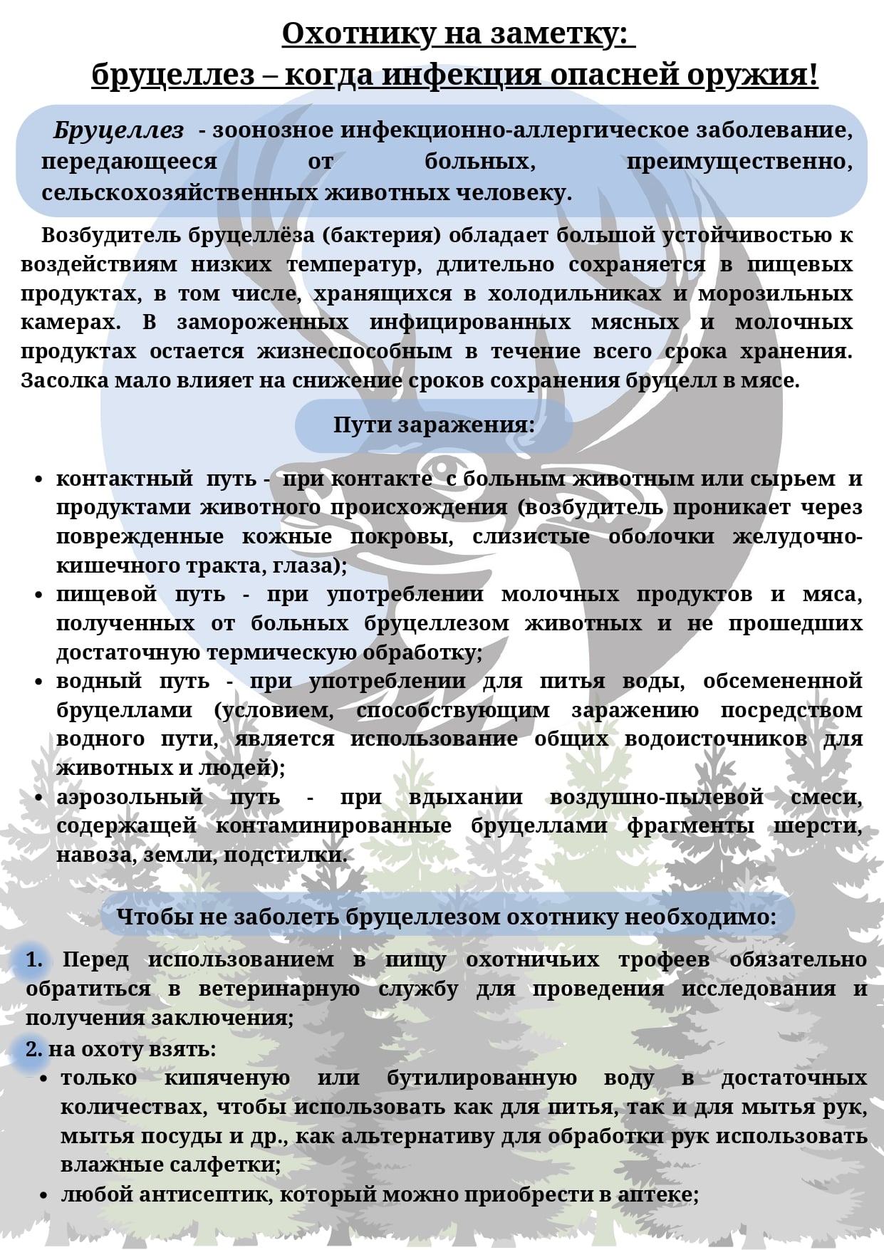 Охотнику на заметку: бруцеллез — когда инфекция опаснее оружия — УЗ  